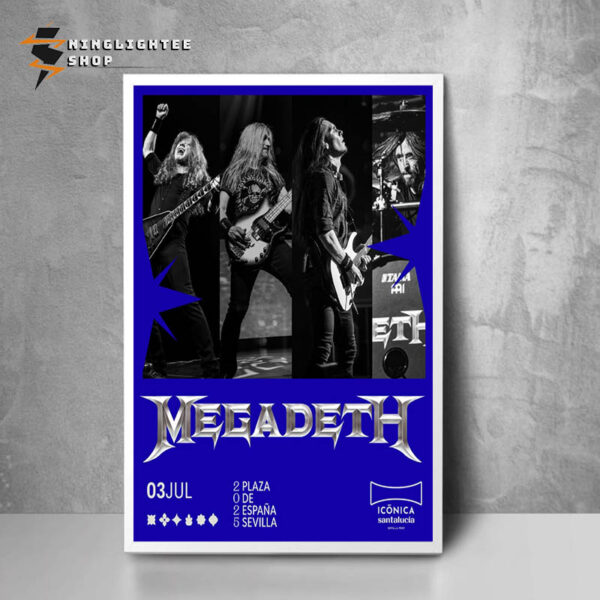 Megadeth Music Show At Iconica Santalucia Sevilla Fest 25 On July 3 2025 Poster Home Decor Canvas